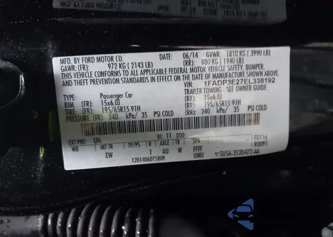 2014 Ford Focus S from USA, damaged, VIN 1FADP3E27EL338192